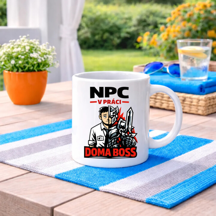 NPC v práci, doma boss - keramický hrnček s potlačou
