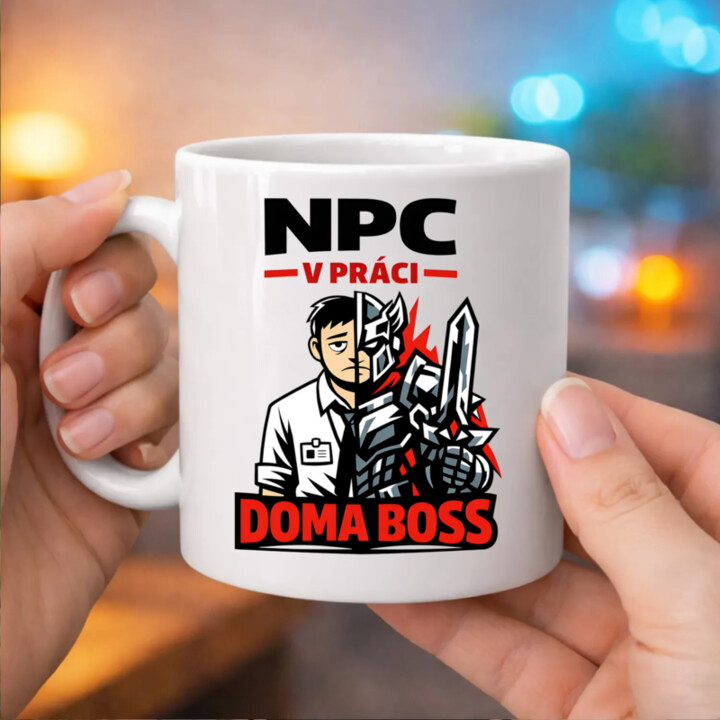 NPC v práci, doma boss - keramický hrnček s potlačou