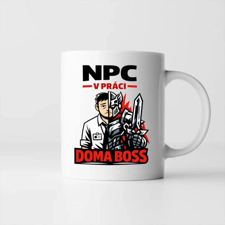 NPC v práci, doma boss - keramický hrnček s potlačou