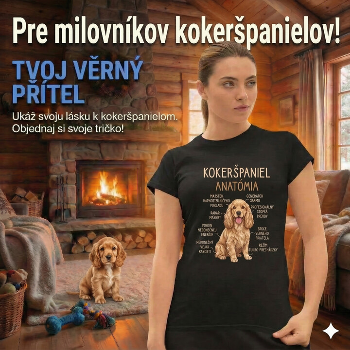 Kokeršpaniel - anatómia - dámske tričko s potlačou