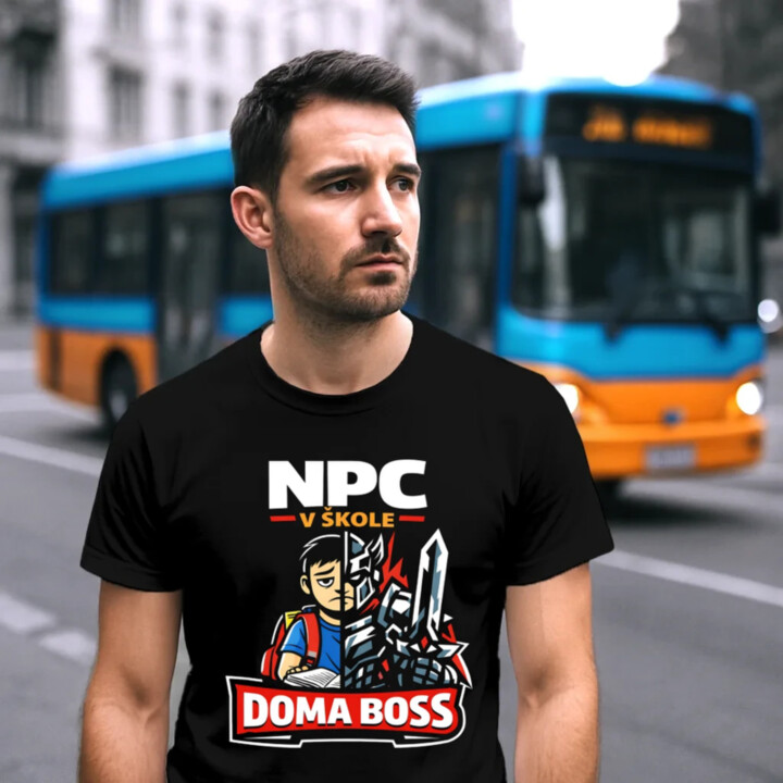 NPC v škole, doma boss - pánske tričko s potlačou