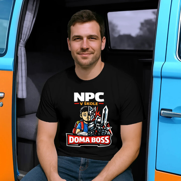 NPC v škole, doma boss - pánske tričko s potlačou