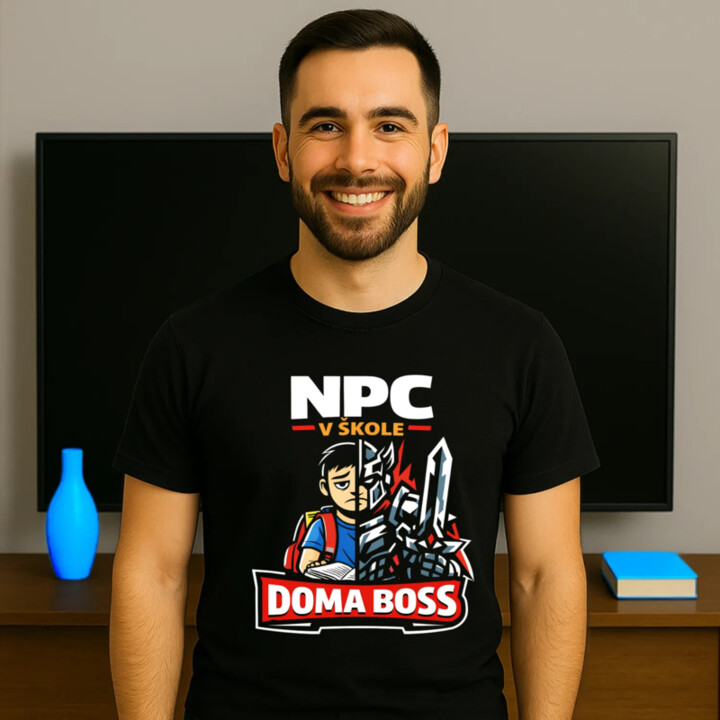NPC v škole, doma boss - pánske tričko s potlačou