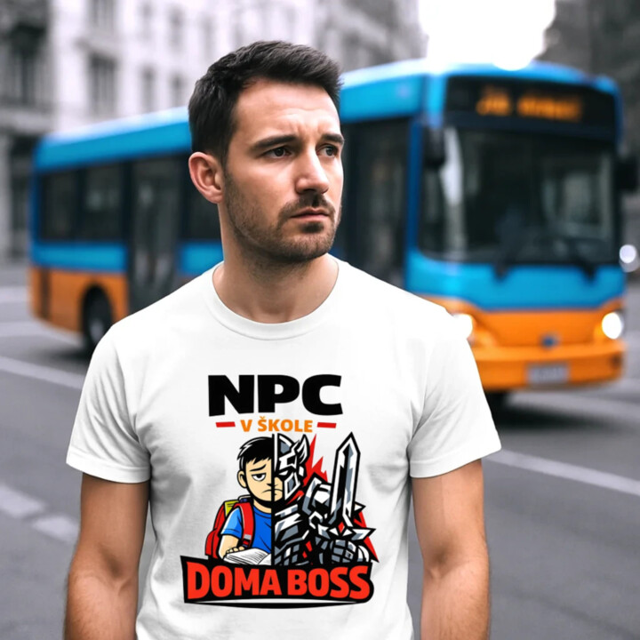 NPC v škole, doma boss - pánske tričko s potlačou