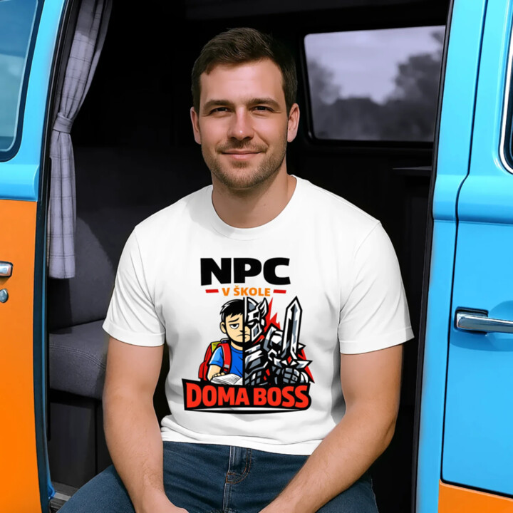 NPC v škole, doma boss - pánske tričko s potlačou