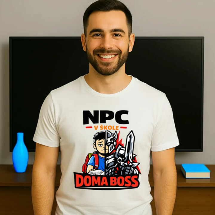NPC v škole, doma boss - pánske tričko s potlačou