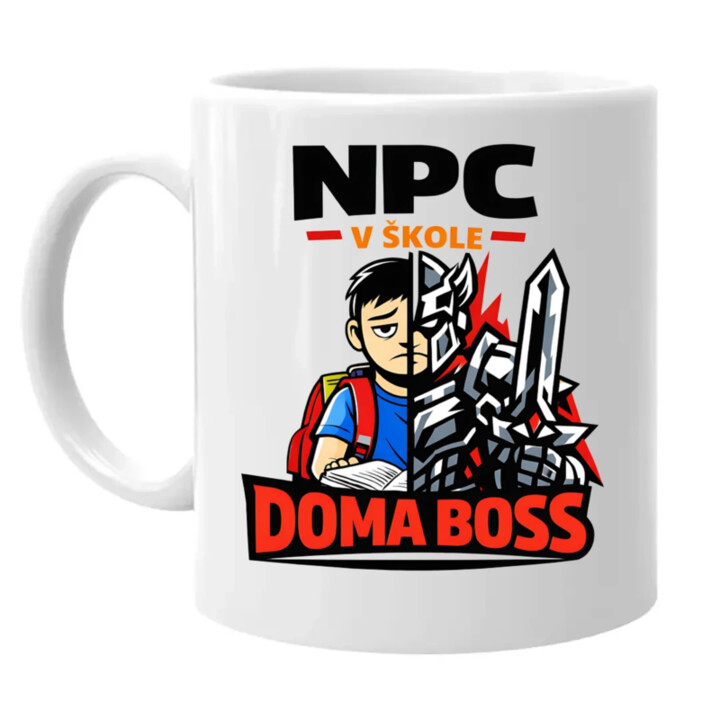 NPC v škole, doma boss - keramický hrnček s potlačou