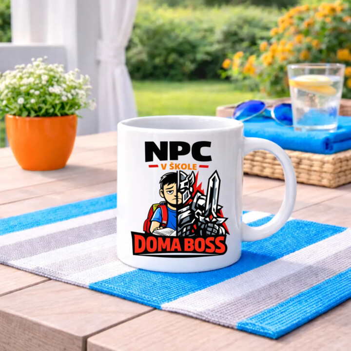 NPC v škole, doma boss - keramický hrnček s potlačou