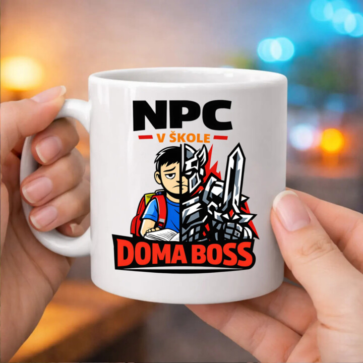 NPC v škole, doma boss - keramický hrnček s potlačou