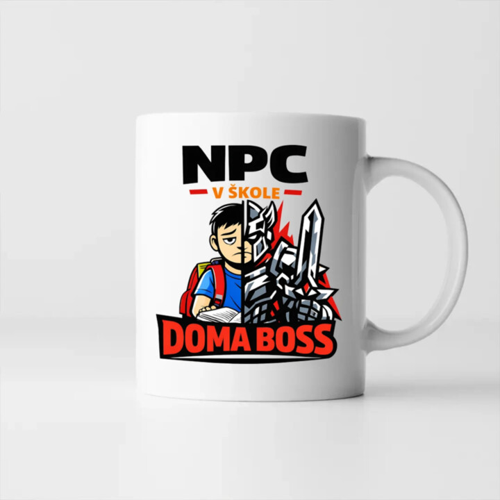 NPC v škole, doma boss - keramický hrnček s potlačou