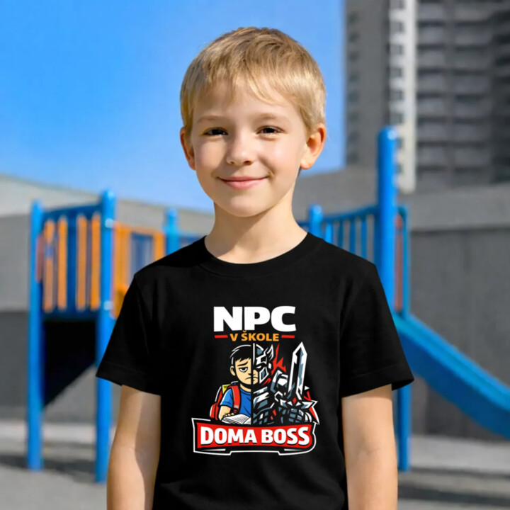 NPC v škole, doma boss - detské tričko s potlačou