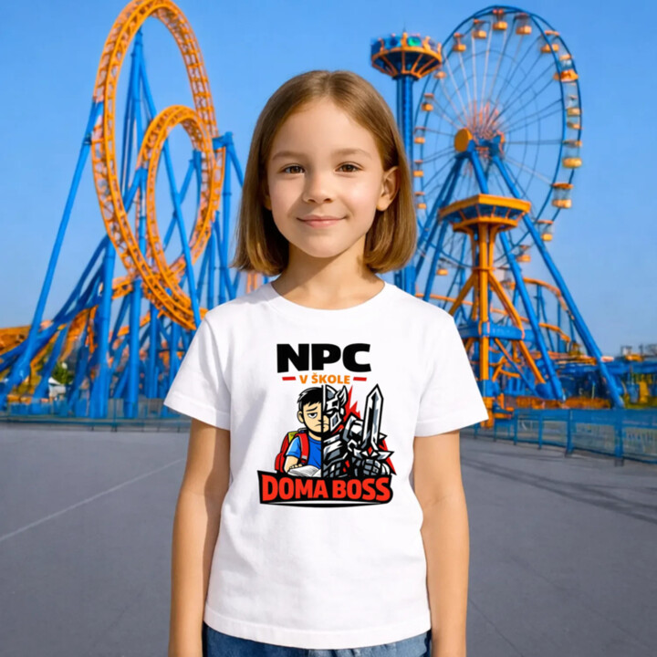 NPC v škole, doma boss - detské tričko s potlačou