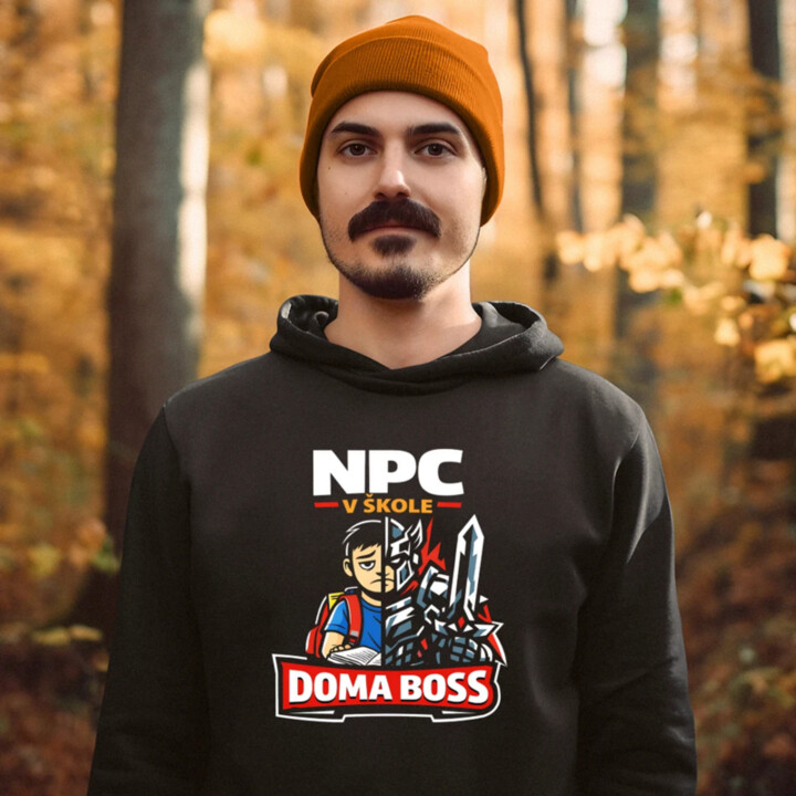 NPC v škole, doma boss  - pánska mikina s potlačou
