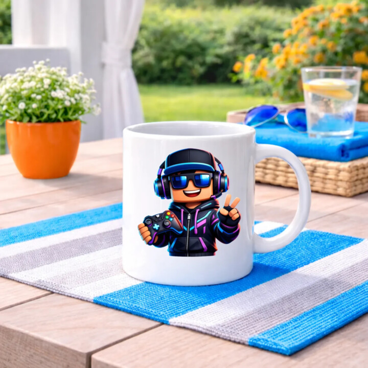 Hráč s ovládačom - keramický hrnček s potlačou pre fanúšikov Roblox