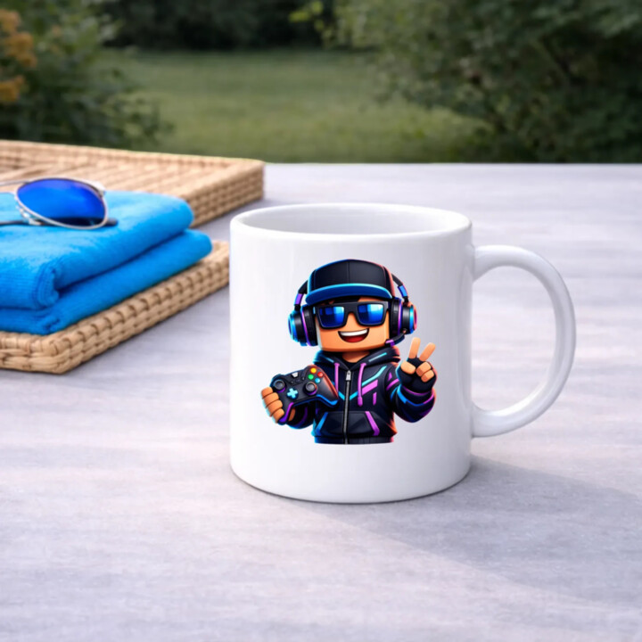 Hráč s ovládačom - keramický hrnček s potlačou pre fanúšikov Roblox