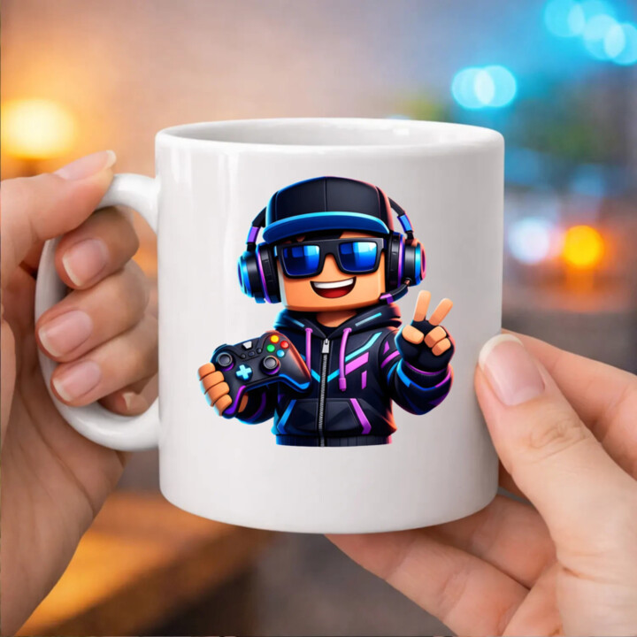 Hráč s ovládačom - keramický hrnček s potlačou pre fanúšikov Roblox