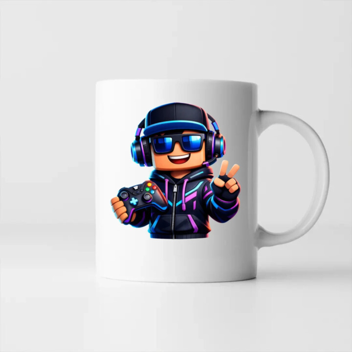 Hráč s ovládačom - keramický hrnček s potlačou pre fanúšikov Roblox