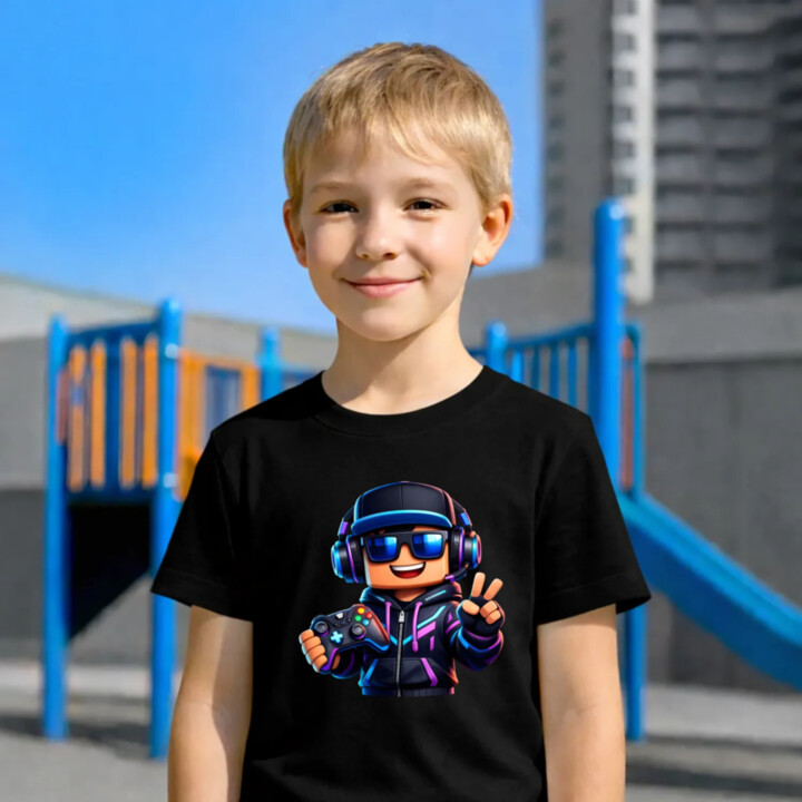 Hráč s ovládačom - detské tričko s potlačou pre fanúšikov Roblox