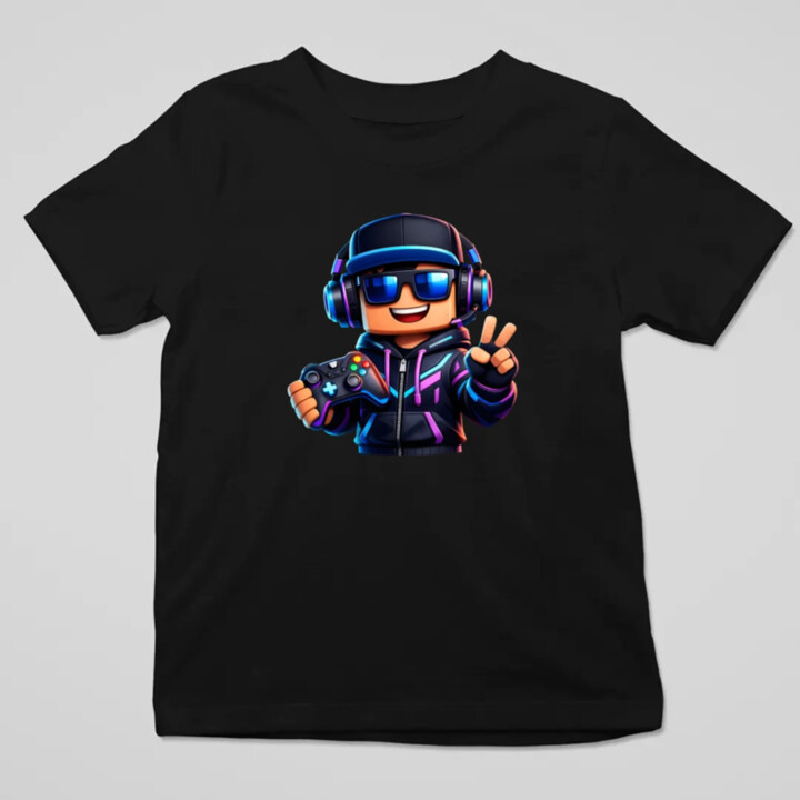 Hráč s ovládačom - detské tričko s potlačou pre fanúšikov Roblox