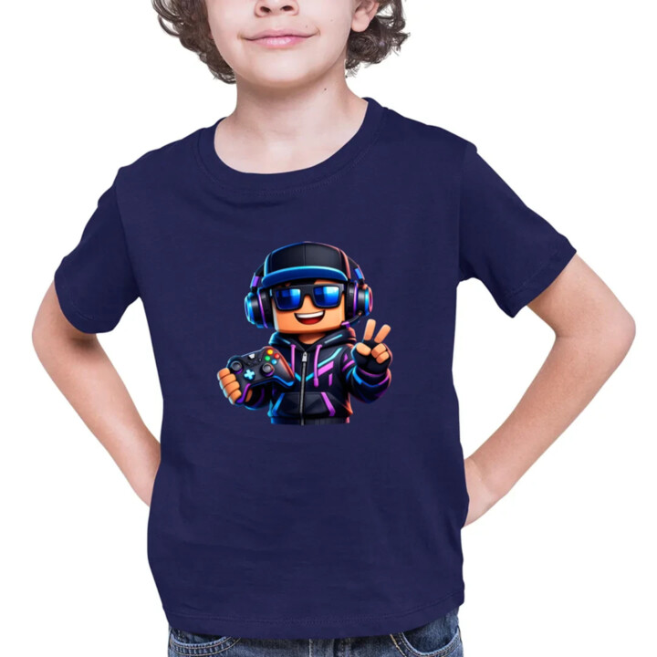 Hráč s ovládačom - detské tričko s potlačou pre fanúšikov Roblox