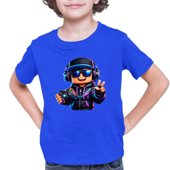 Hráč s ovládačom - detské tričko s potlačou pre fanúšikov Roblox