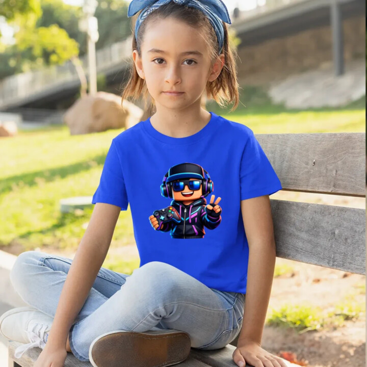 Hráč s ovládačom - detské tričko s potlačou pre fanúšikov Roblox