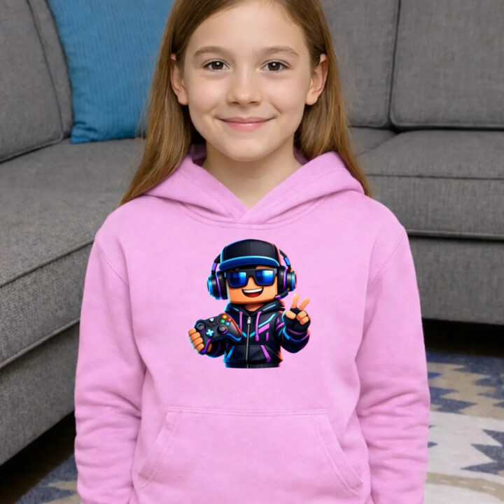 Hráč s ovládačom - detská mikina s kapucňou pre fanúšikov Roblox