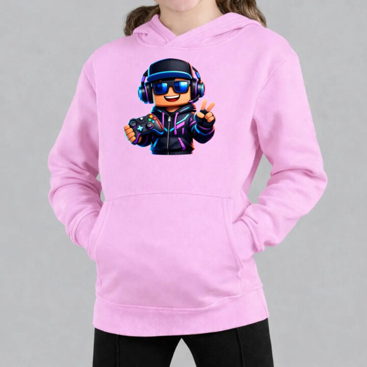 Hráč s ovládačom - detská mikina s kapucňou pre fanúšikov Roblox
