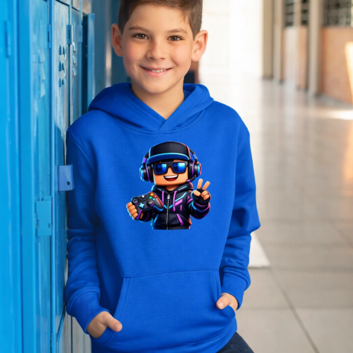 Hráč s ovládačom - detská mikina s kapucňou pre fanúšikov Roblox