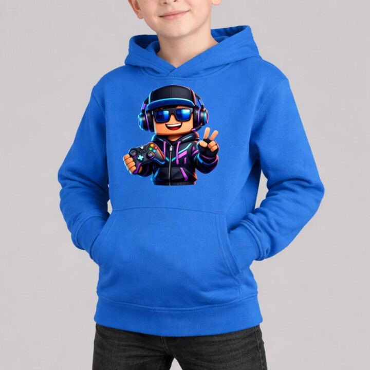 Hráč s ovládačom - detská mikina s kapucňou pre fanúšikov Roblox