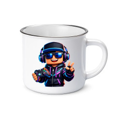 Hráč s ovládačom  - smaltovaný hrnček s potlačou pre fanúšikov Roblox