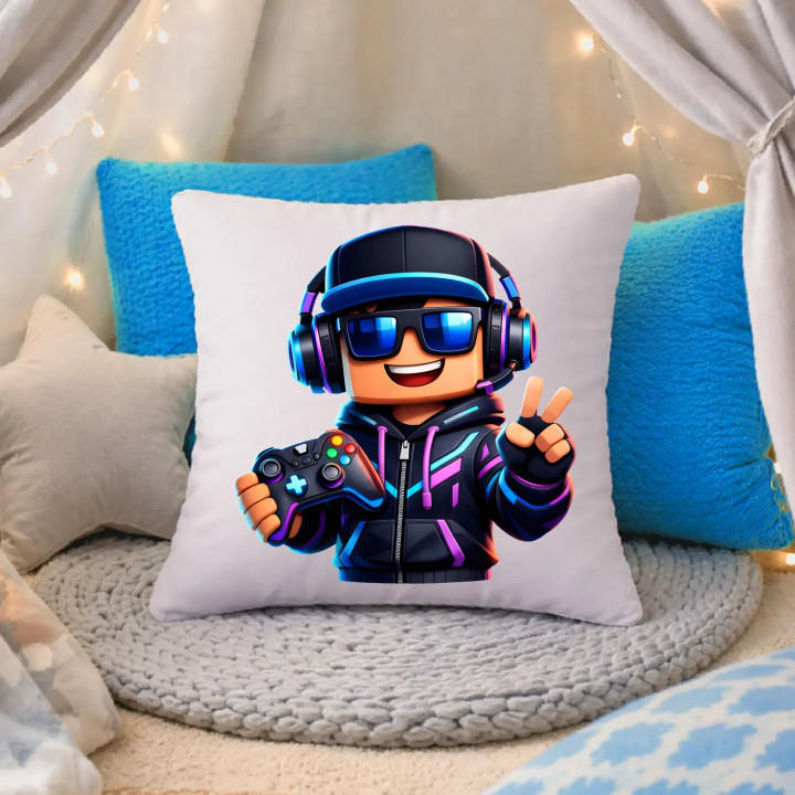 Hráč s ovládačom - vankúš s potlačou pre fanúšikov Roblox