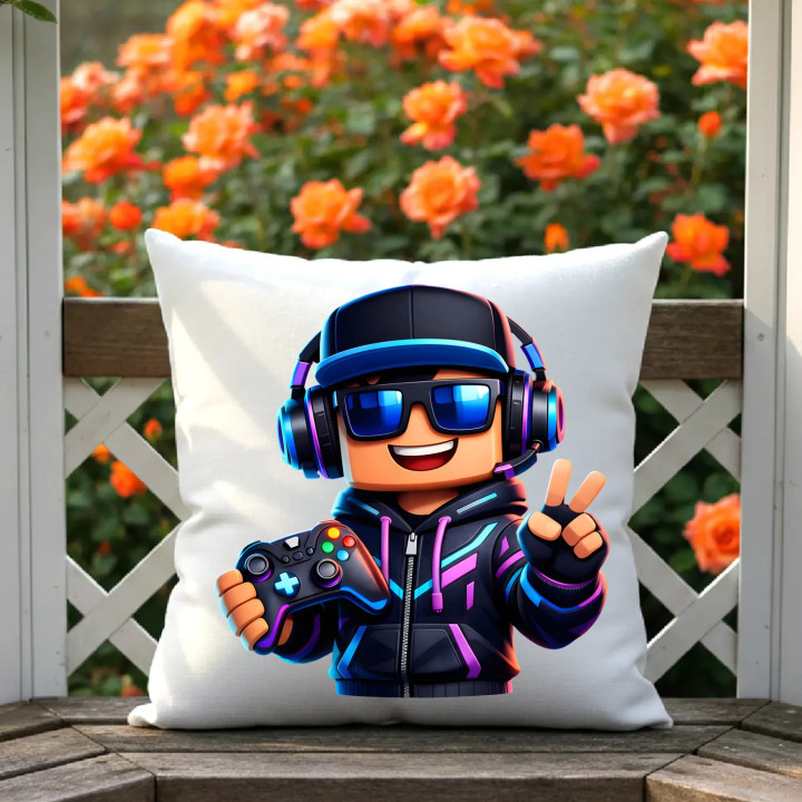 Hráč s ovládačom - vankúš s potlačou pre fanúšikov Roblox