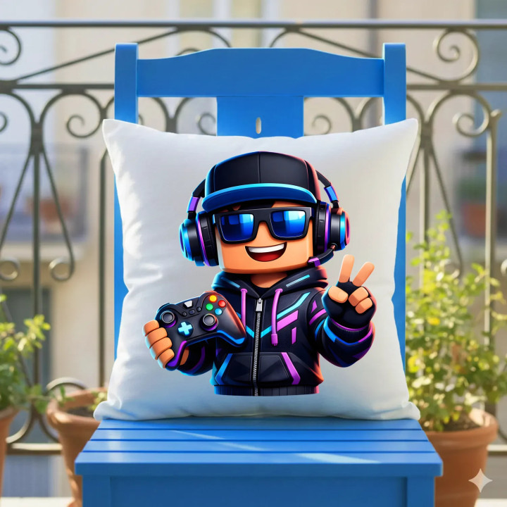 Hráč s ovládačom - vankúš s potlačou pre fanúšikov Roblox