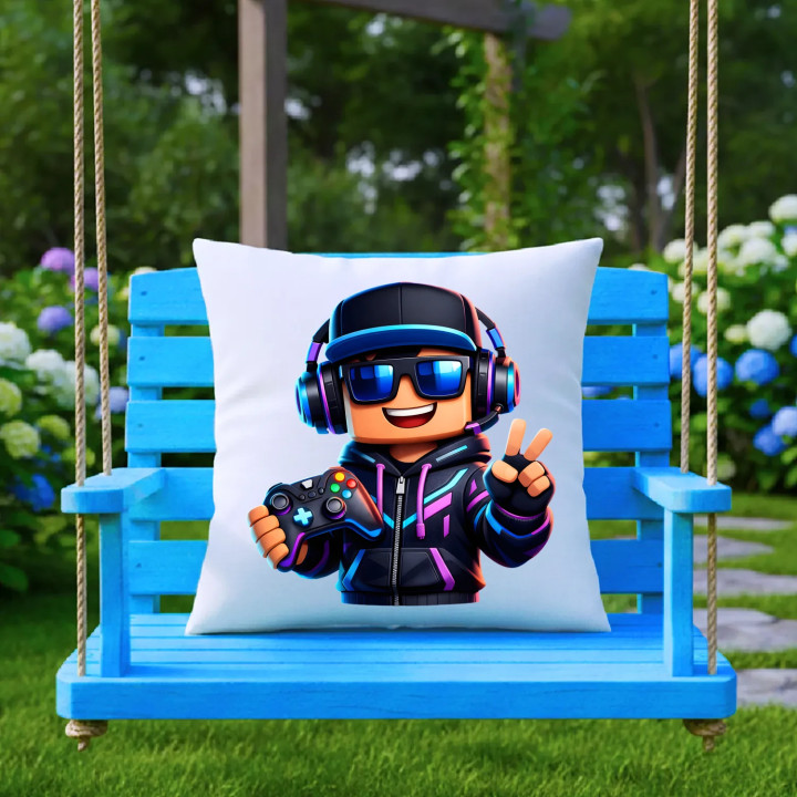 Hráč s ovládačom - vankúš s potlačou pre fanúšikov Roblox