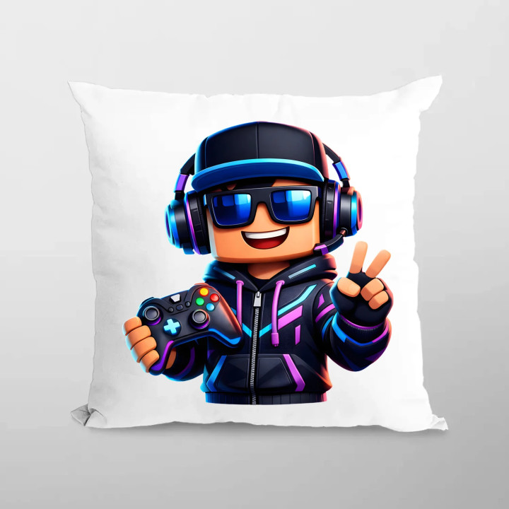 Hráč s ovládačom - vankúš s potlačou pre fanúšikov Roblox