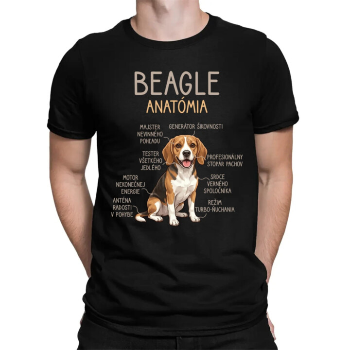 Beagle – anatómia  - pánske tričko s potlačou