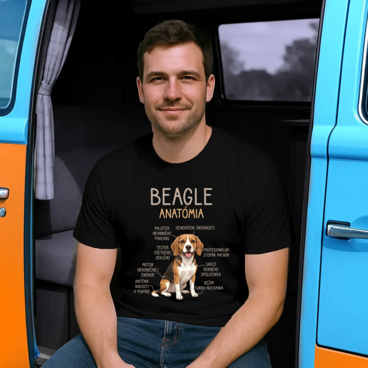 Beagle – anatómia  - pánske tričko s potlačou