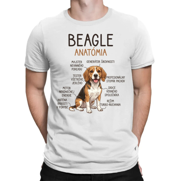 Beagle – anatómia  - pánske tričko s potlačou