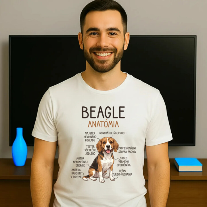 Beagle – anatómia  - pánske tričko s potlačou