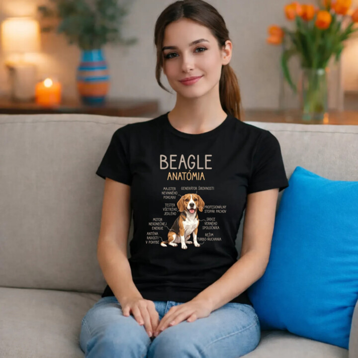 Beagle – anatómia  - dámske tričko s potlačou