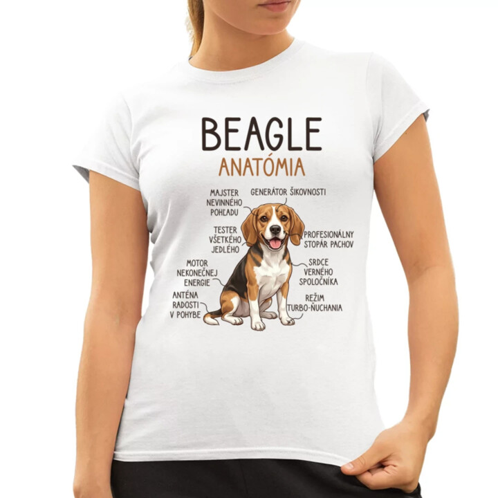 Beagle – anatómia  - dámske tričko s potlačou