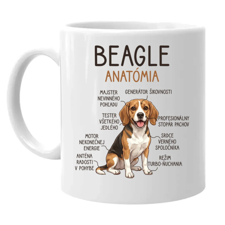 Beagle – anatómia  - keramický hrnček s potlačou