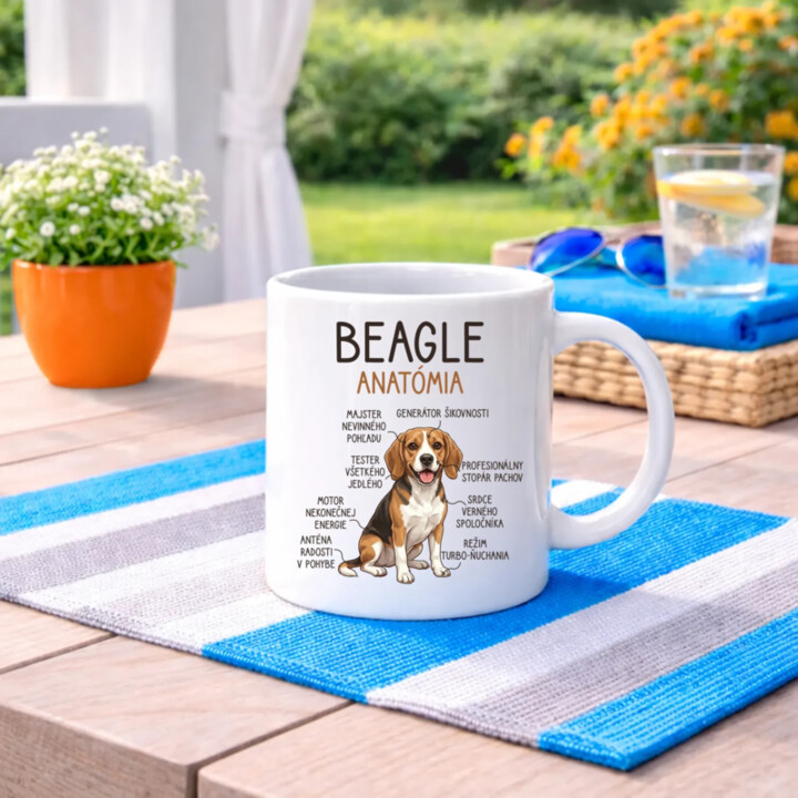 Beagle – anatómia  - keramický hrnček s potlačou