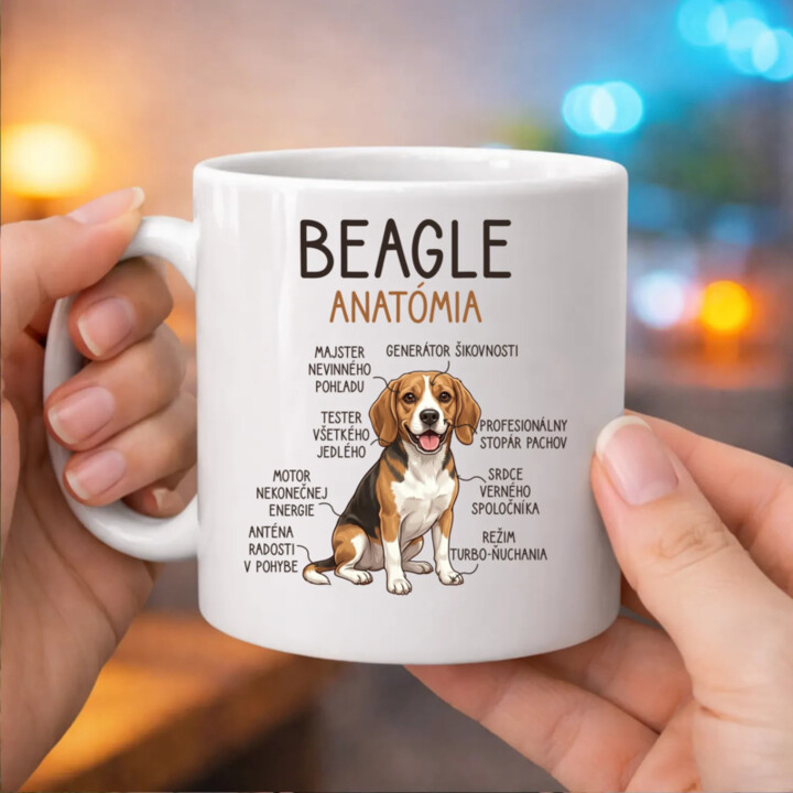 Beagle – anatómia  - keramický hrnček s potlačou