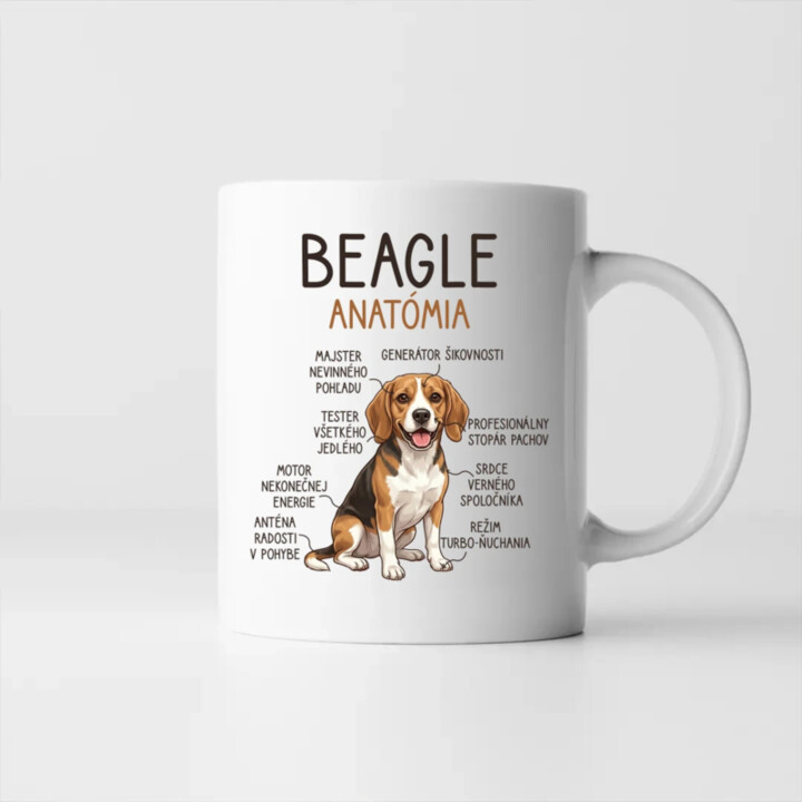 Beagle – anatómia  - keramický hrnček s potlačou