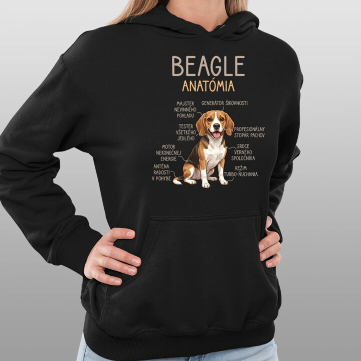 Beagle – anatómia   - dámska mikina s potlačou