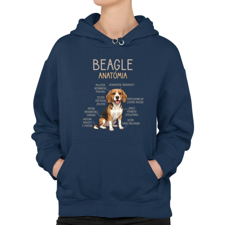Beagle – anatómia   - dámska mikina s potlačou