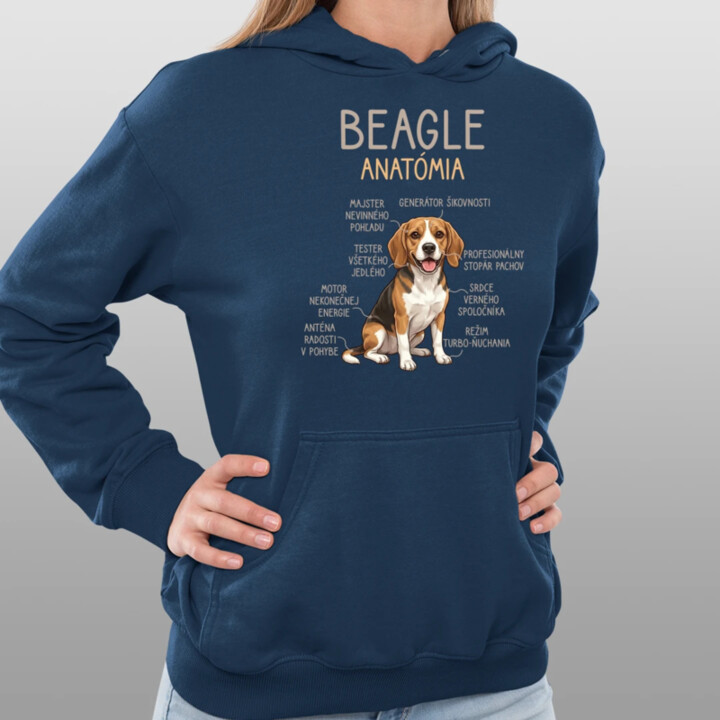 Beagle – anatómia   - dámska mikina s potlačou