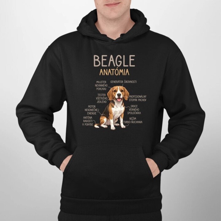 Beagle – anatómia   - pánska mikina s potlačou